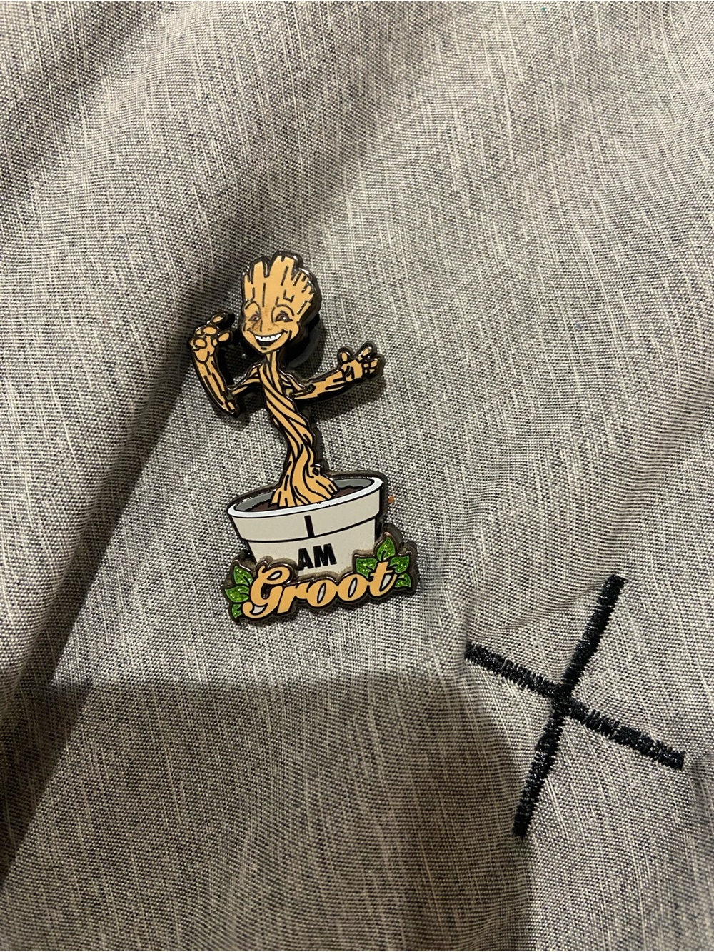 Marvel Glitter Silver Groot Pin - Silver & Black